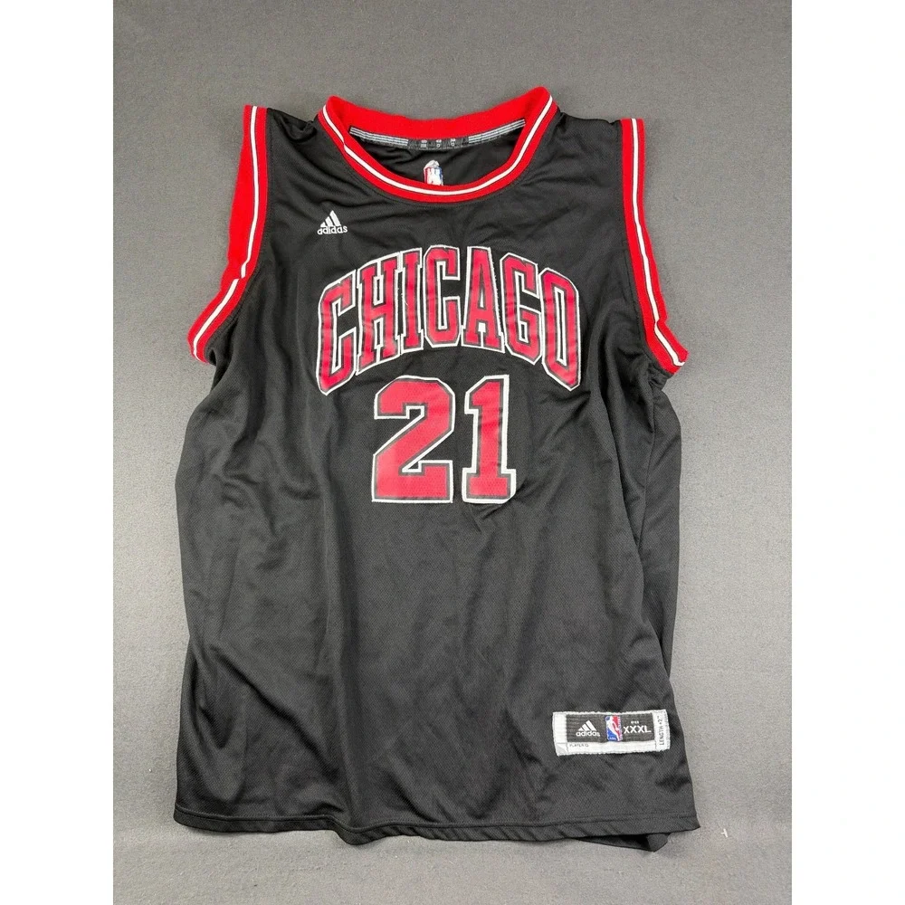 Adidas Mens Black Red Chicago Bulls Jimmy Butler #21 Basketball NBA Jersey 3XL